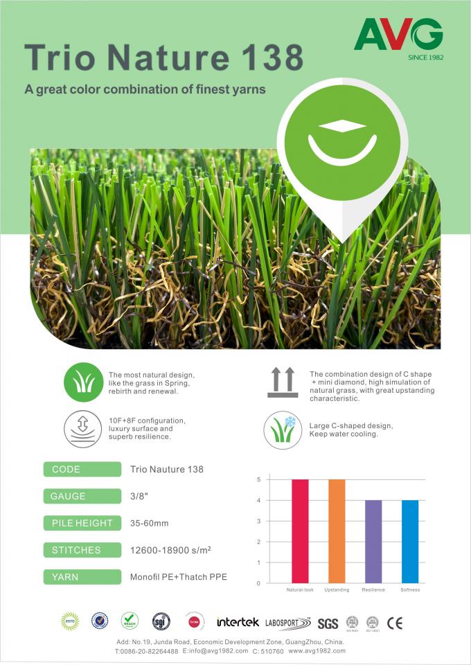 Favorável ao meio ambiente inquestionável da grama artificial verde sintética do jardim do tapete 0