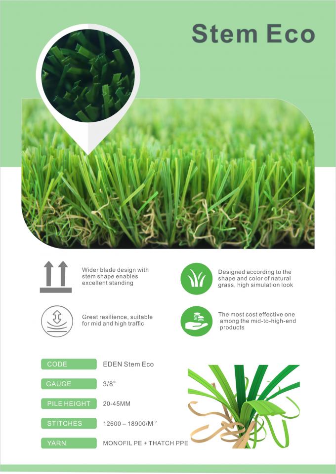Grama sintética ECO do gramado artificial decorativo de alta qualidade exterior do plástico do relvado da paisagem que suporta 100% reciclável 0