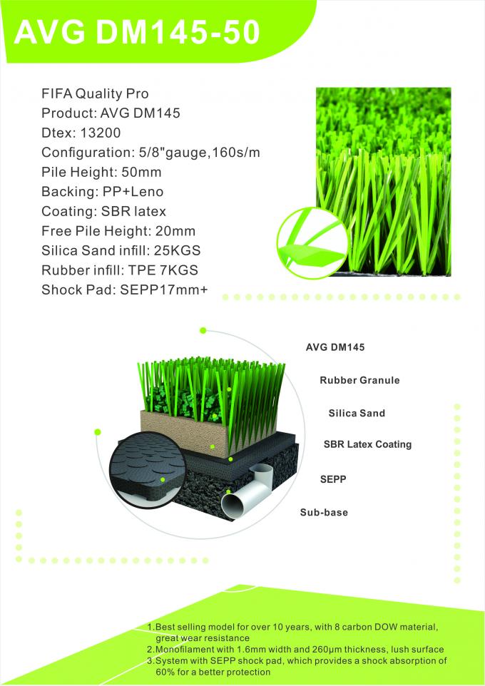 O relvado artificial do futebol da grama grama o tapete artificial exterior artificial 50mm da grama do gramado 0